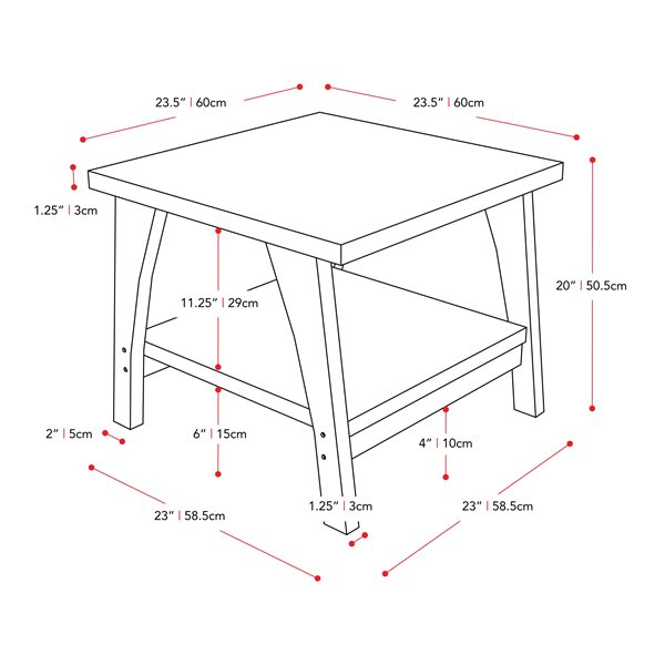 CorLiving Hollywood Contemporary Textured Laminate Finish Wood Veneer End Table - Bottom shelf - Dark Grey