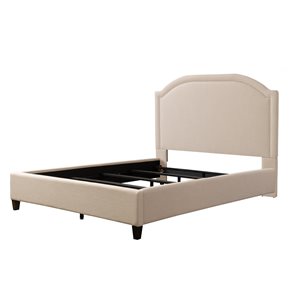 CorLiving Florence Contemporary Arched Soft Fabric Headboard Bed Frame - Standard King-Size - Cream