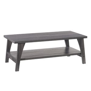 CorLiving Hollywood Contemporary Textured Laminate Finish Wood Veneer Coffee Table - 1-Shelf - Gray
