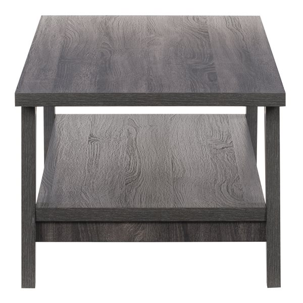 Table basse contemporaine Hollywood avec fini stratifié, 1 tablette, gris