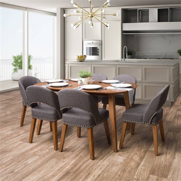 Rectangular Dining Table, Espresso Wood Round Dining Table Set