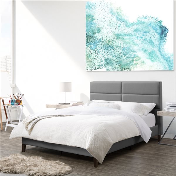 Corliving Bellevue Contemporary Tufted, Full Size Headboard With Lights