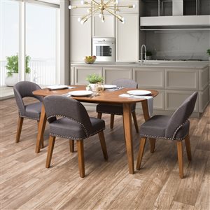 CorLiving New York Contemporary Dining Room Set with Rectangular Dining Table - 4-Chair - 35-in x 59-in - Espresso/Pewter Grey