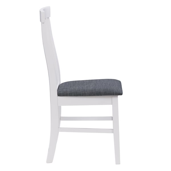 Chaises de salle à manger Michigan en tissu et armature de bois par CorLiving, lot de 2, blanc/gris