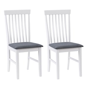 CorLiving Michigan Contemporary Polyester Upholstered Wood Frame Dining Chair - Set of 2 - White/Grey