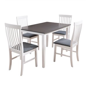 CorLiving Michigan Contemporary/Modern Dining Room Set with Rectangular Dining Table - 4-Chair - 30- in x 47- in- White/Grey