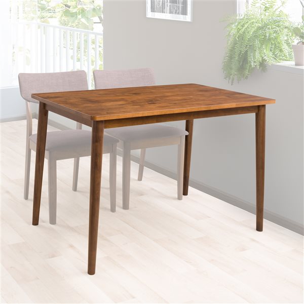 CorLiving Branson Contemporary Rectangular Fixed Stained Finish Wood Top/Frame Dining Table with Splayed Legs - Warm Walnut
