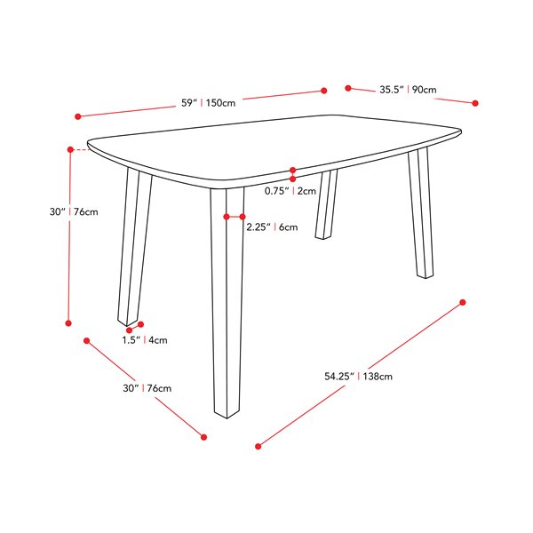 CorLiving Tiffany Contemporary Rectangular Fixed Wood Veneer Top Stained  Finish Wood Frame Dining Table - Espresso/Dark Wood