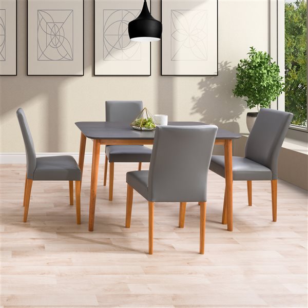 Corliving Alpine Contemporary Dining, Light Grey Wooden Dining Table And Chairs Sets