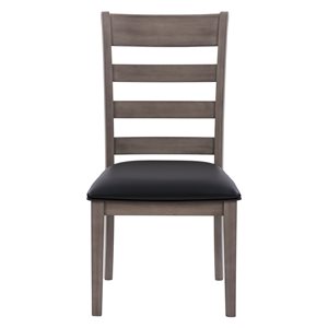 CorLiving New York Contemporary Faux leather Upholstered Wood Frame Dining Chair - Set of 2 - Black/Washed Grey