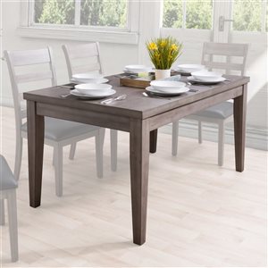 Table de salle à manger classique rectangulaire fixe New York avec plateau en placage de bois par CorLiving, gris lavé