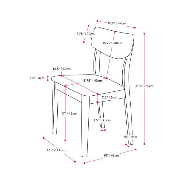 CorLiving Branson Contemporary Dining Room Set with Rectangular Dining Table - 6-Chair - 27-in x 45-in - Warm Walnut/Brown