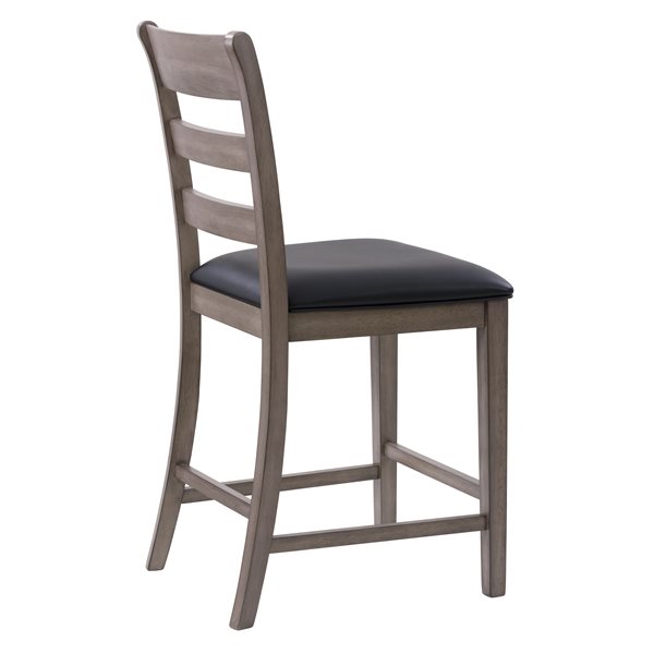 Chaises de comptoir New York en faux cuir et armature de bois par CorLiving, lot de 2, gris lavé/noir