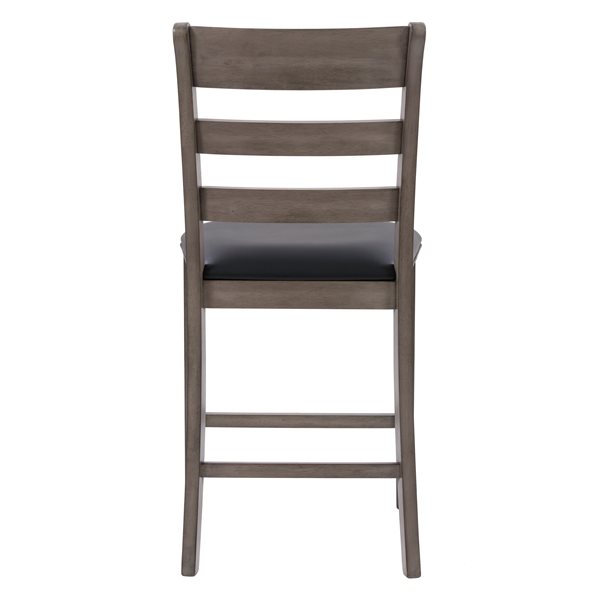 Chaises de comptoir New York en faux cuir et armature de bois par CorLiving, lot de 2, gris lavé/noir