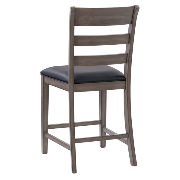 Chaises de comptoir New York en faux cuir et armature de bois par CorLiving, lot de 2, gris lavé/noir