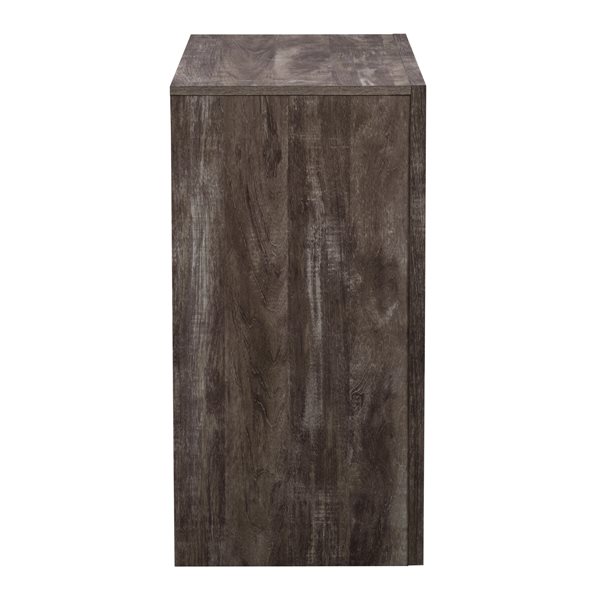 Commode Newport avec finition en faux bois et poignées métalliques de CorLiving, 5 tiroirs, chêne délavé gris