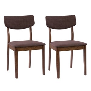 CorLiving Branson Dining Chairs with Brown Tweed and Wood Legs - Set of 2