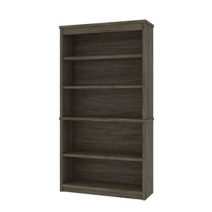Bestar Universel 5-Shelf Standard Bookcase - 65.9-in x 35.5-in - Walnut Grey