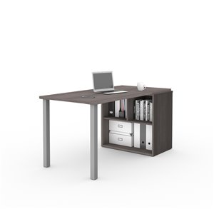 Table-bureau avec rangement ouvert moderne i3 Plus de Bestar, 59,3 po, gris écorce