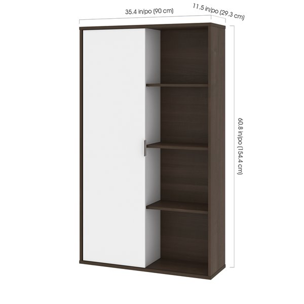 Bestar Pro-Linea Storage Cabinet - 35.6-in - Bark Grey