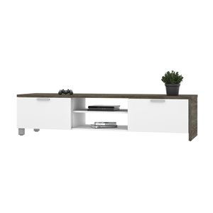 Meuble Lucida de Bestar pour téléviseurs 80 po, gris boisé/blanc