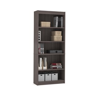 Bestar Universel 5-Shelf Standard Bookcase - 72-in x 29.5-in - Bark Grey