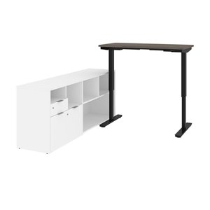 Bestar i3 Plus Modern L-Shaped Standing Desk - 71.1-in - Bark Grey/White