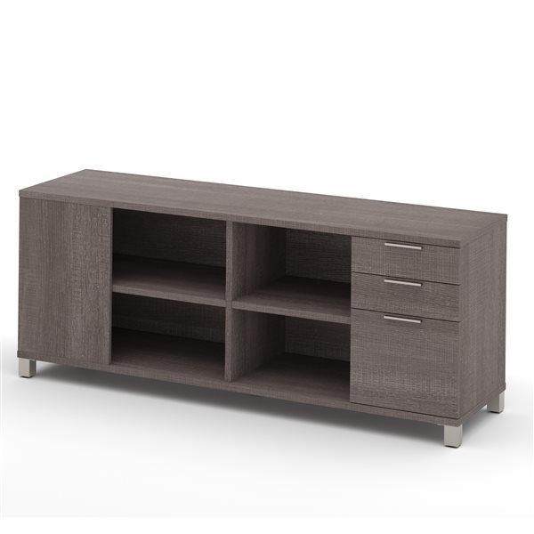 Bestar Pro-Linea Credenza with 3 Drawers - 71.1-in - Bark Grey