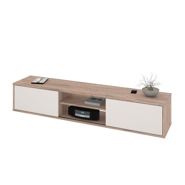 Bestar Fom TV Stand for TVs up to 80-in - Rustic Brown/Sandstone