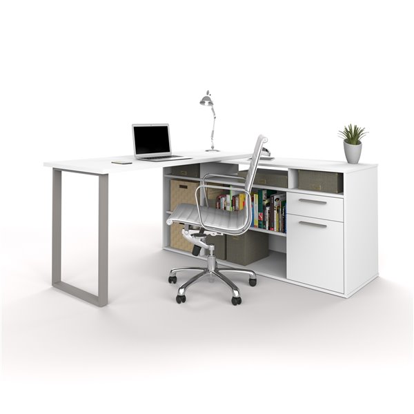 Bestar Solay Modern L-Shaped Desk - 59.3-in - White