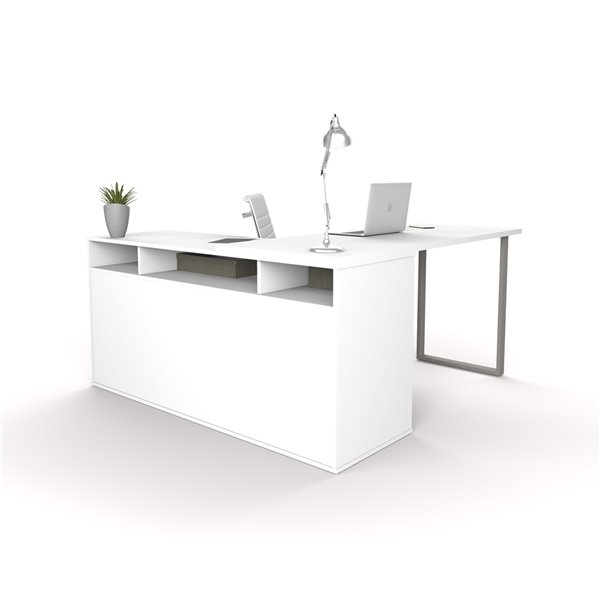 Bureau en L moderne Solay de Bestar, 59,3 po, blanc