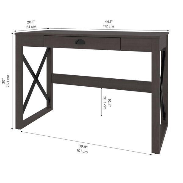 Bestar Talita Modern Small Desk - 44.1-in - Storm Grey