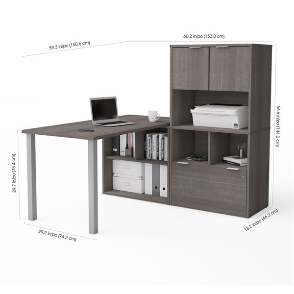 Bestar I3 Plus Modern L Shaped Desk, Modern L Shaped Desk With Hutch