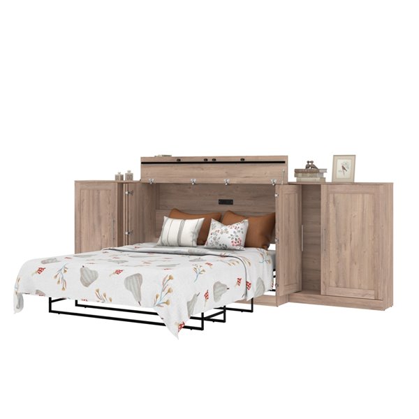 Bestar Pur Queen Murphy Bed in Rustic Brown