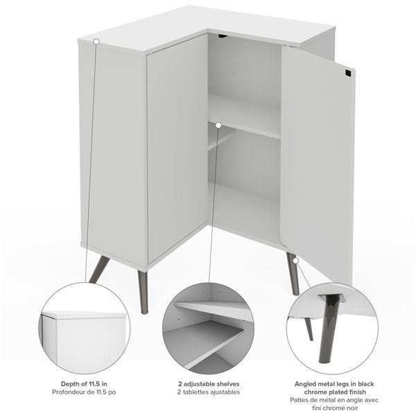 Bestar Krom Corner Storage Cabinet With, Corner Storage Cabinets With Doors