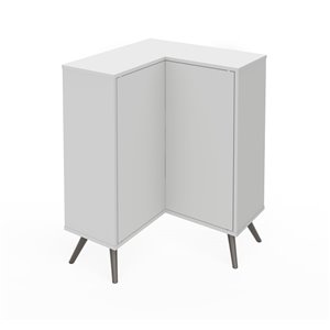 Bestar Krom Corner Storage Cabinet with Metal Legs - 36-in x 27-in - White