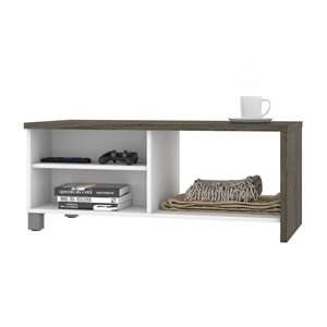 Table à café Lucida de Bestar, 18 po x 42 po, gris boisé/blanc