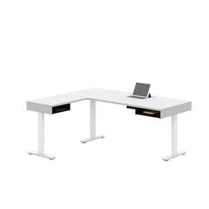Bestar Pro-Vega Modern L-Shaped Standing Desk - 71.1-in - White/Black