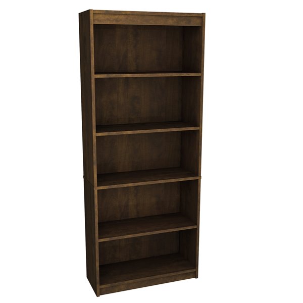 Bestar Universel 5-Shelf Standard Bookcase - 72-in x 29.5-in - Chocolate