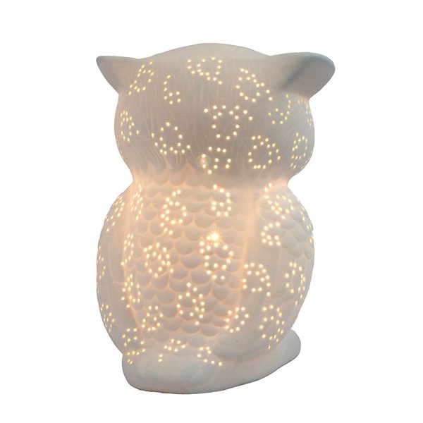 Simple Designs 9.84-in White Porcelain Wise Owl Shaped Animal Light Table Lamp