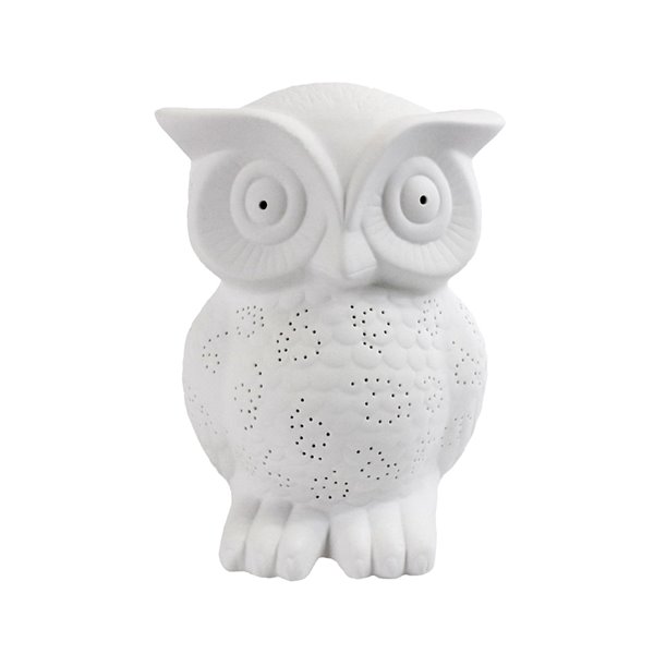 Simple Designs 9.84-in White Porcelain Wise Owl Shaped Animal Light Table Lamp