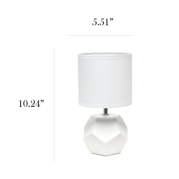 Simple Designs 10.4-in White Round Prism Mini Table Lamp with Matching Fabric Shade