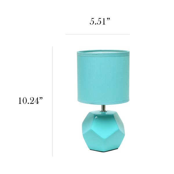 Simple Designs 10.4-in Blue Round Prism Mini Table Lamp with Matching Fabric Shade