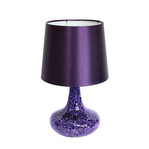 Simple Designs 14.17-in Purple Mosaic Tiled Glass Genie Table Lamp with Fabric Shade