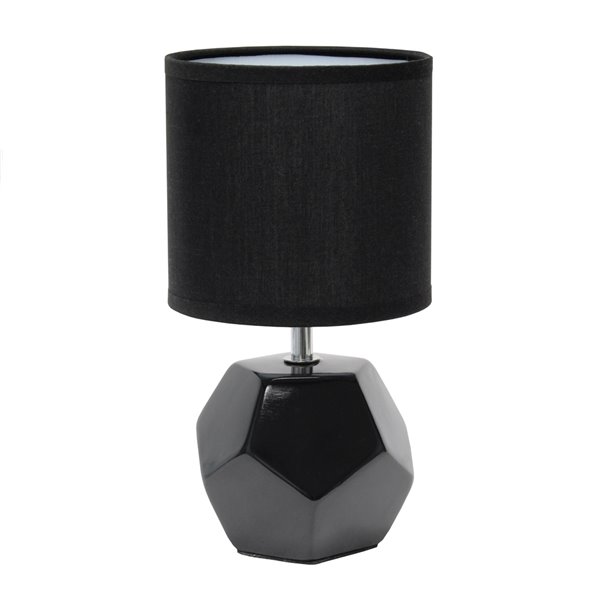 Black Round Prism Mini Table Lamp, Matching Lamp Shade And Tables