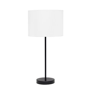 Simple Designs 22.4-in Black Stick Lamp with White Fabric Shade