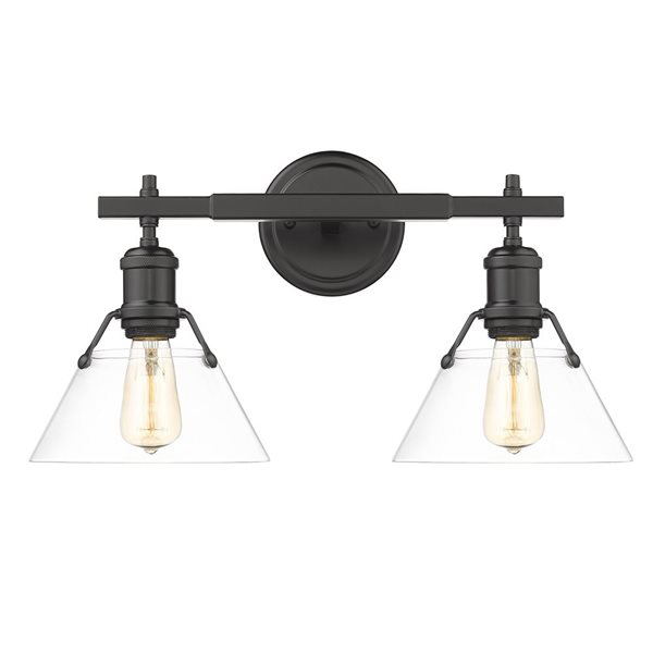 Golden Lighting Orwell Industrial Vanity Light - 2-Light - Matte Black