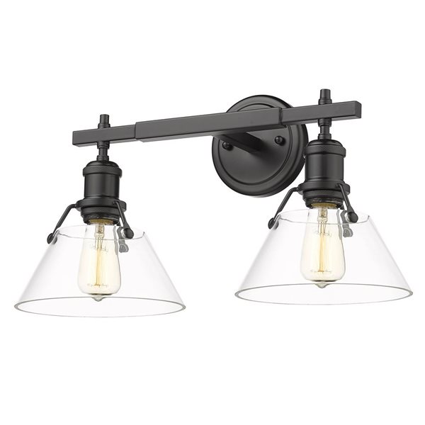 Golden Lighting Orwell Industrial Vanity Light - 2-Light - Matte Black