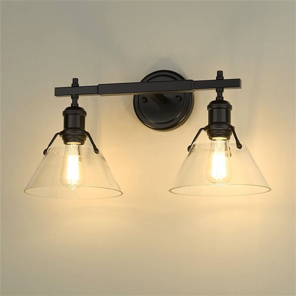 Golden Lighting Orwell Industrial Vanity Light - 2-Light - Matte Black