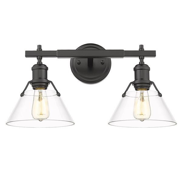 Golden Lighting Orwell Industrial Vanity Light - 2-Light - Matte Black